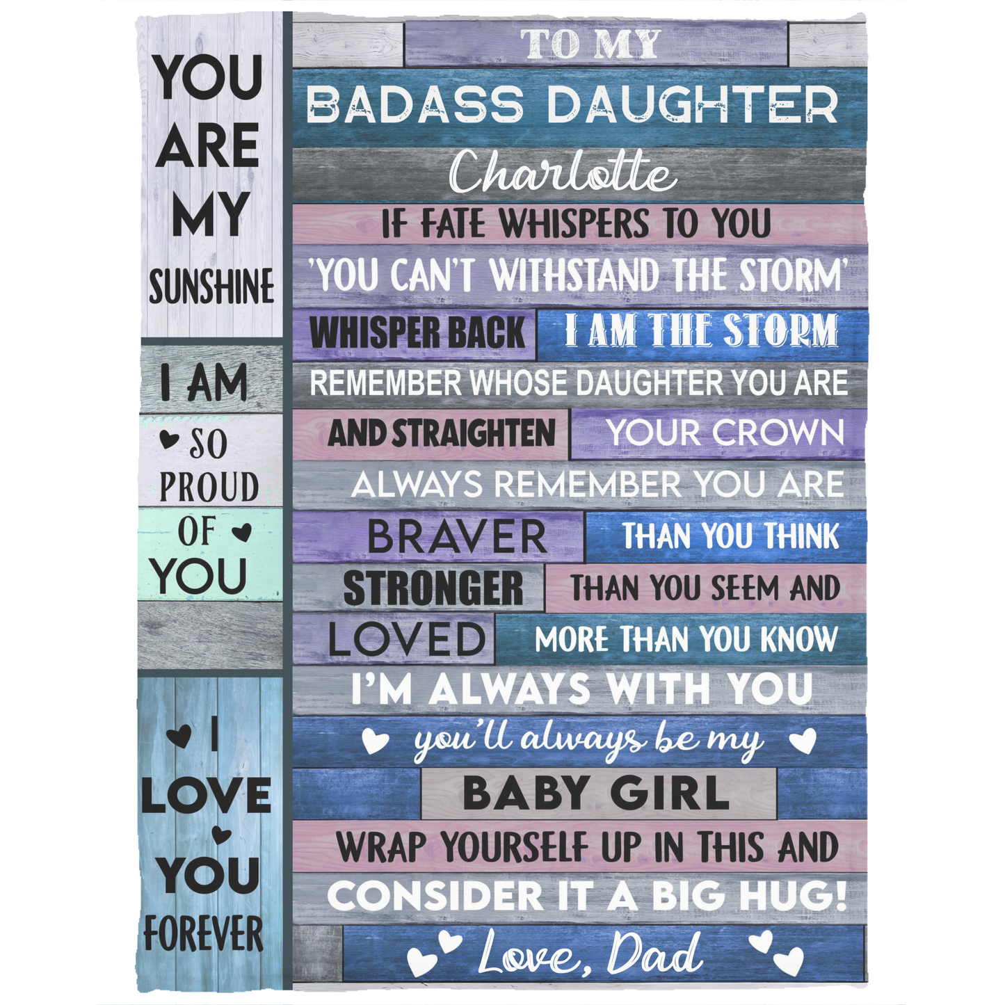 Personalized Daughter Blanket From Dad, Custom Daughter Blanket – Gift from Mom or Dad, Badass Daughter Gift