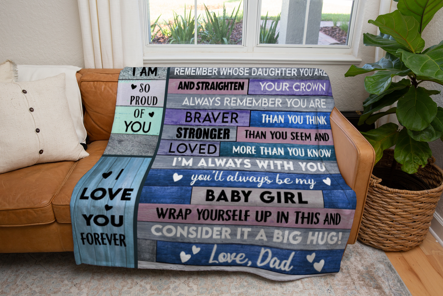 Personalized Daughter Blanket From Dad, Custom Daughter Blanket – Gift from Mom or Dad, Badass Daughter Gift