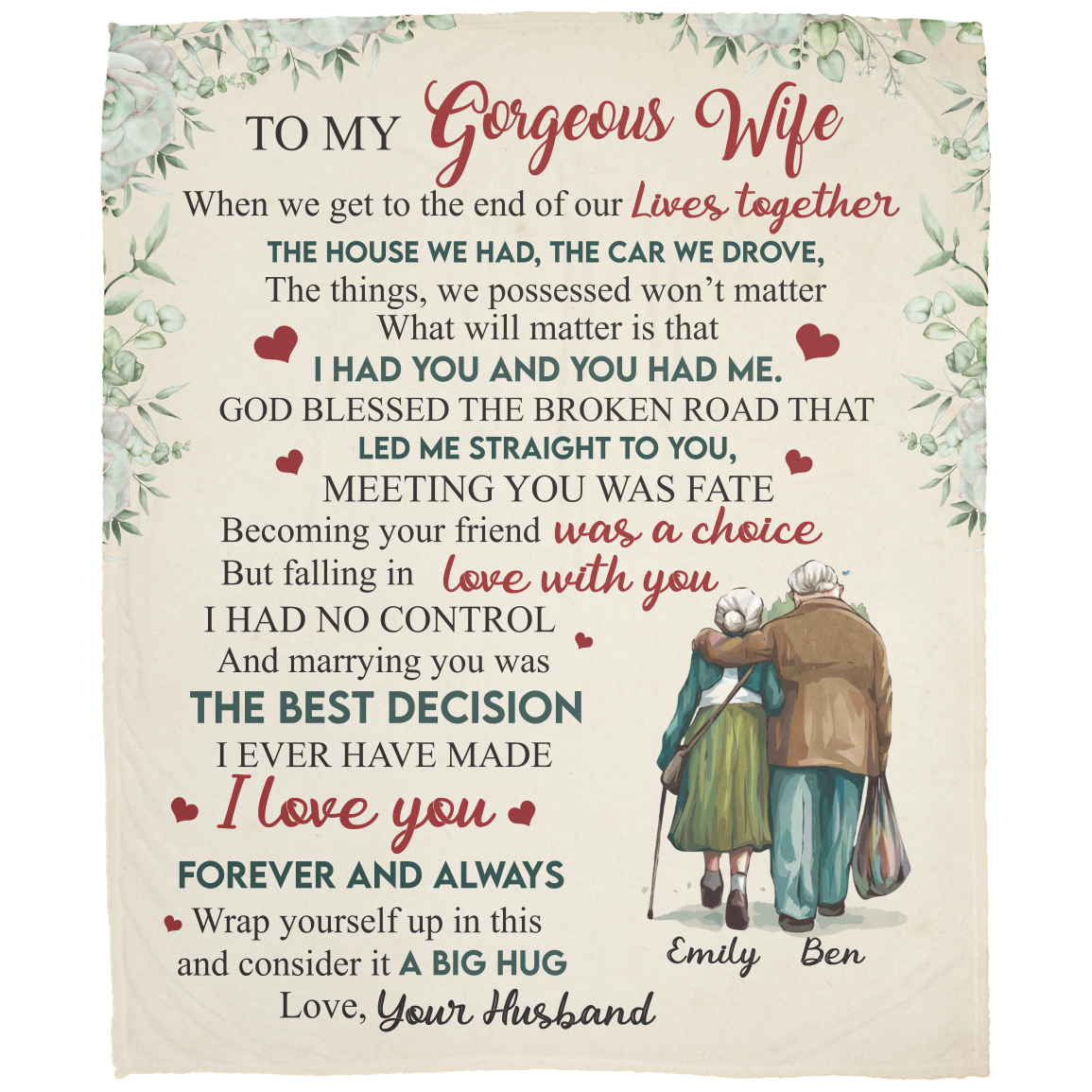 Personalized Blanket for Wife - Anniversary Gift, Throw Blanket from Husband, Christmas Gift