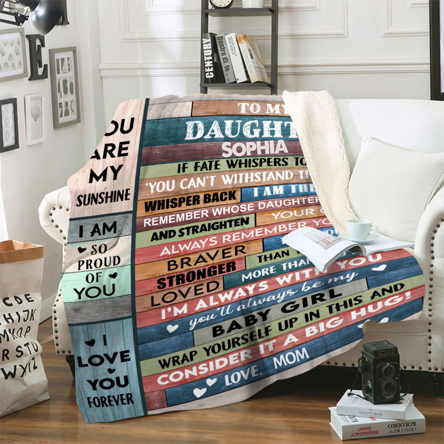 Custom Daughter Blanket – Personalized with Name, Gift from Mom or Dad