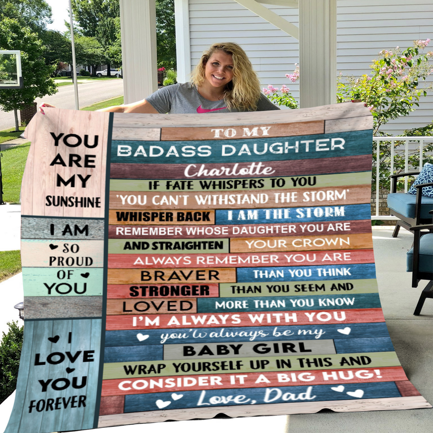 Personalized Daughter Blanket, Custom Daughter Blanket – Gift from Mom or Dad, Badass Daughter Gift