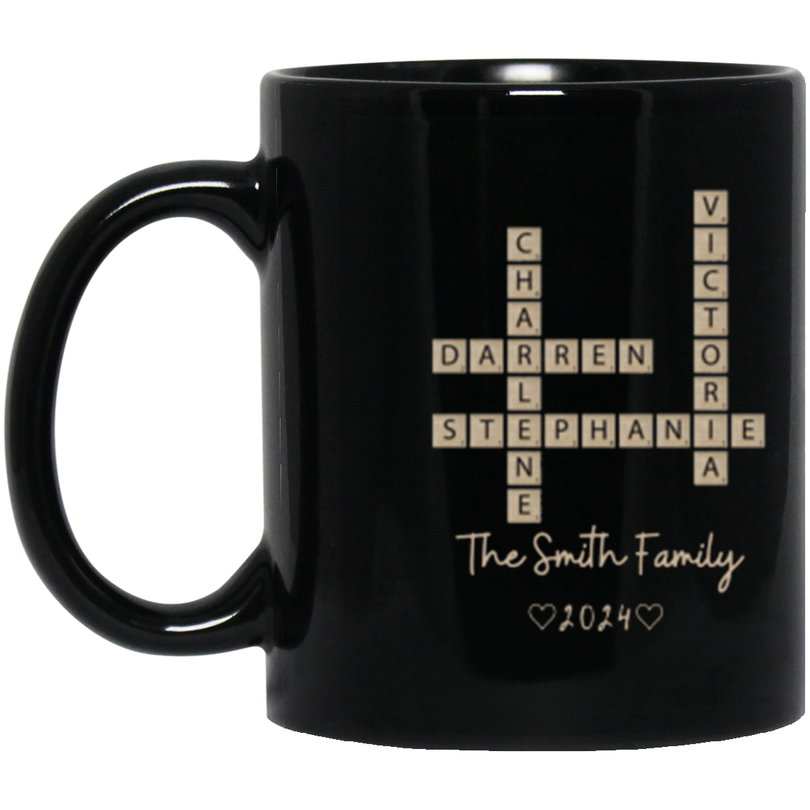 Personalized Family Crossword Mug - Custom Name Puzzle Coffee Cup | Unique Gift for Families, Parents, or Grandparents