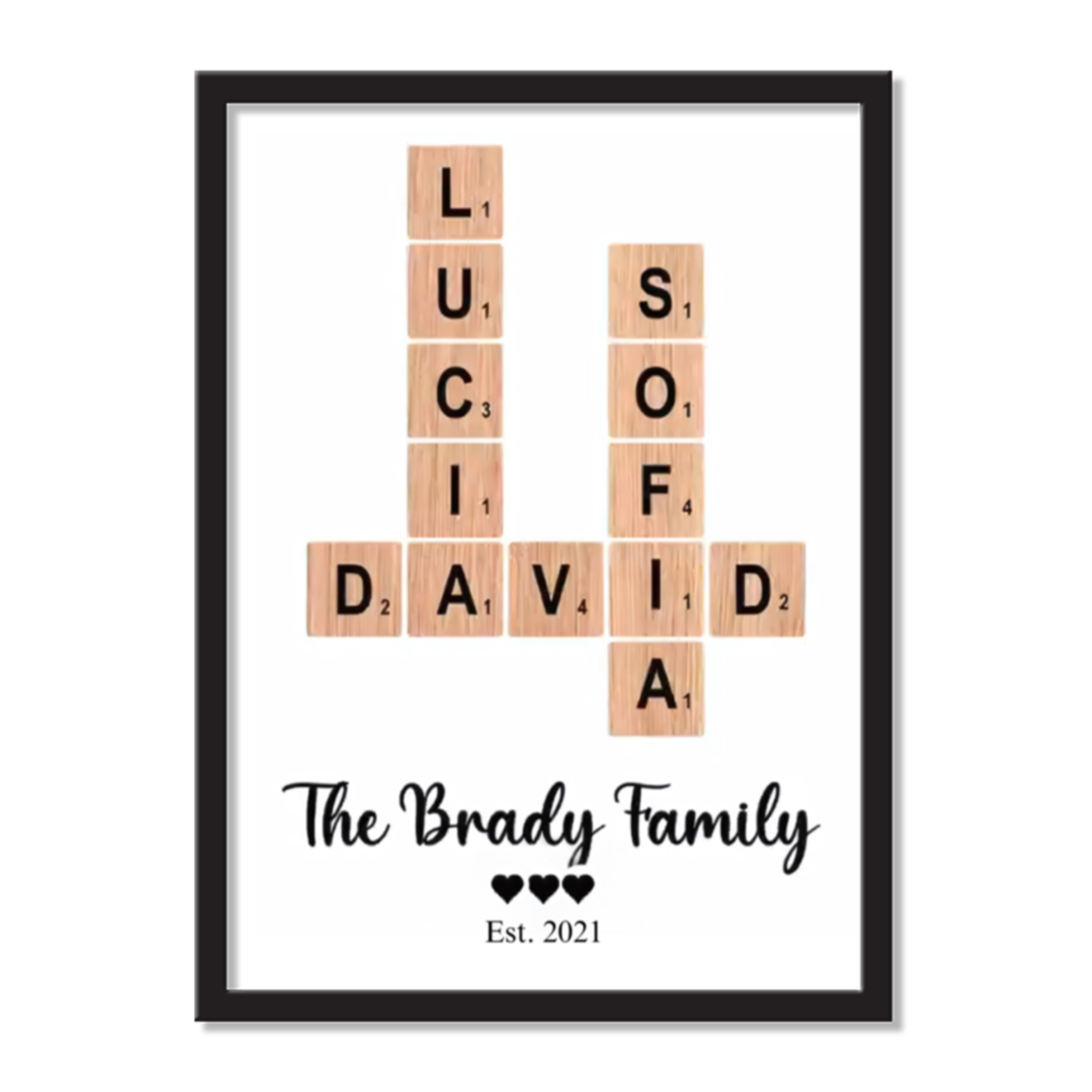 Personalized Crossword Family Wall Art | Custom Family Name Puzzle Art | Family Gift for Home Décor | Anniversary or Wedding Gift