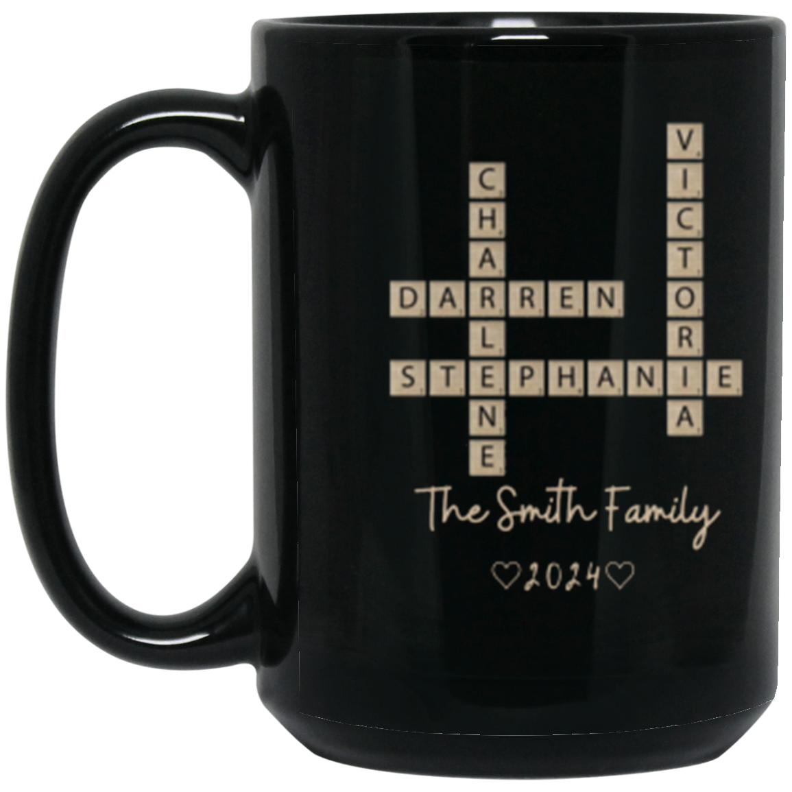 Personalized Family Crossword Mug - Custom Name Puzzle Coffee Cup | Unique Gift for Families, Parents, or Grandparents