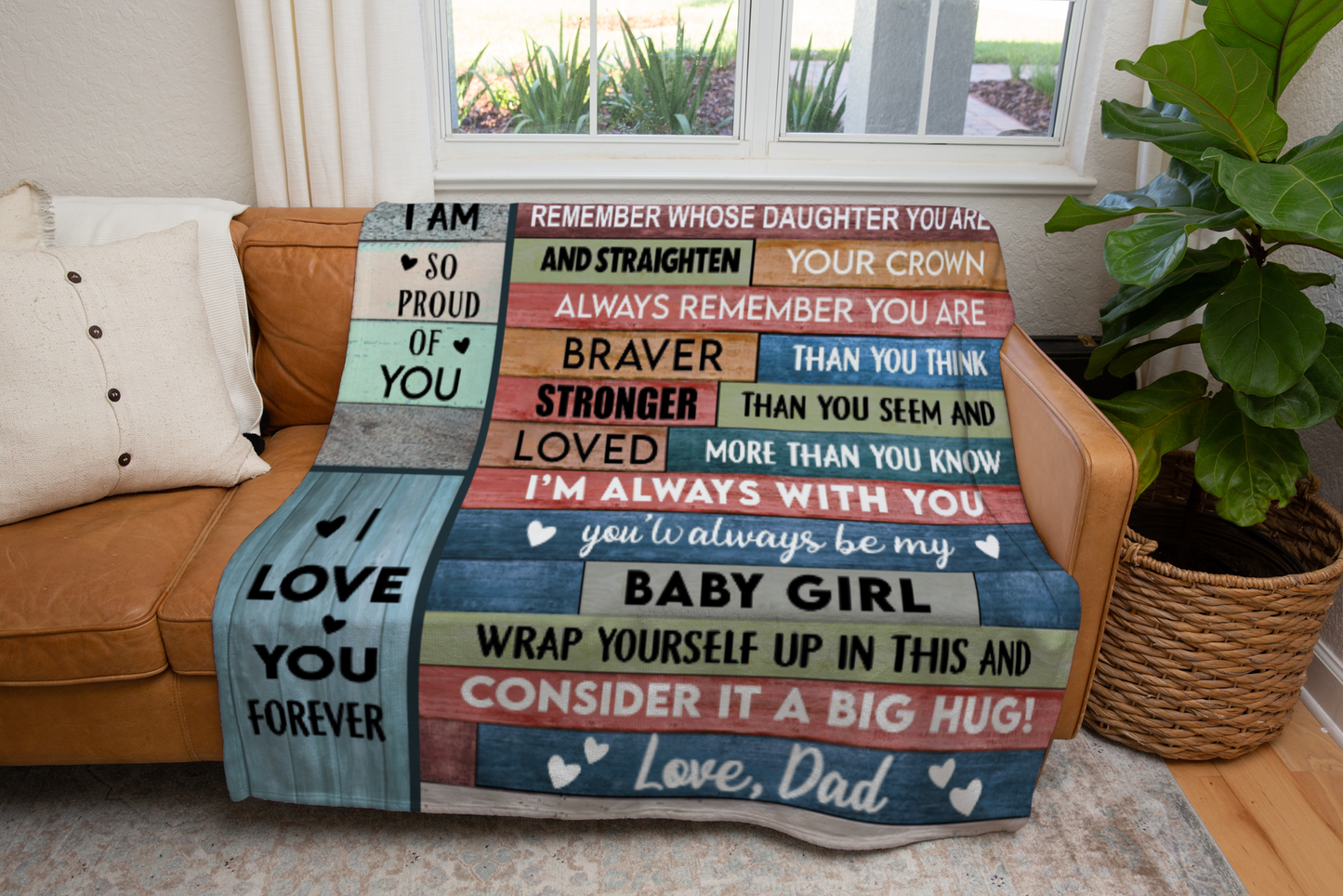 Personalized Daughter Blanket, Custom Daughter Blanket – Gift from Mom or Dad, Badass Daughter Gift