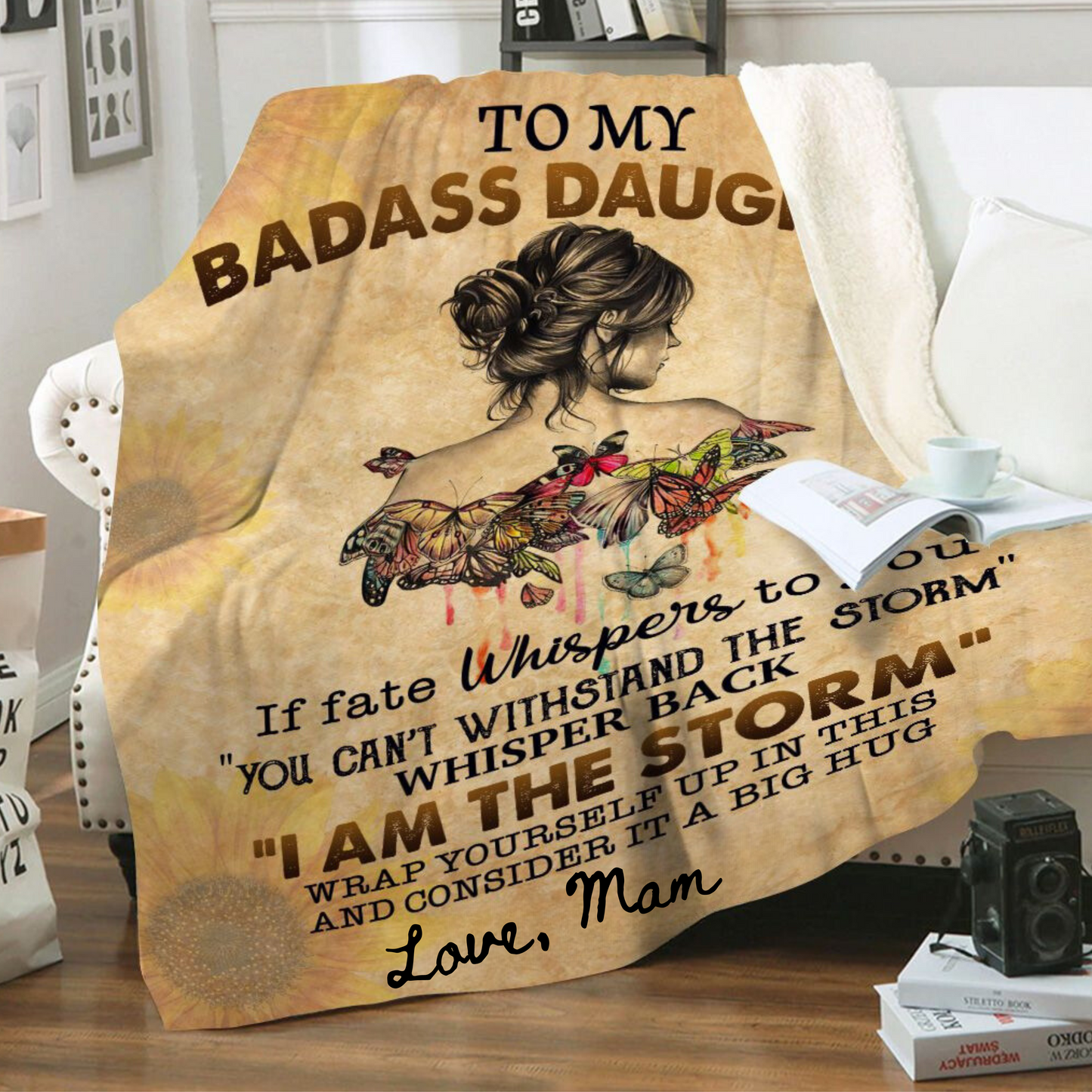To My Badass Daughter Blanket, Gift to Daughter, Gift from Mam