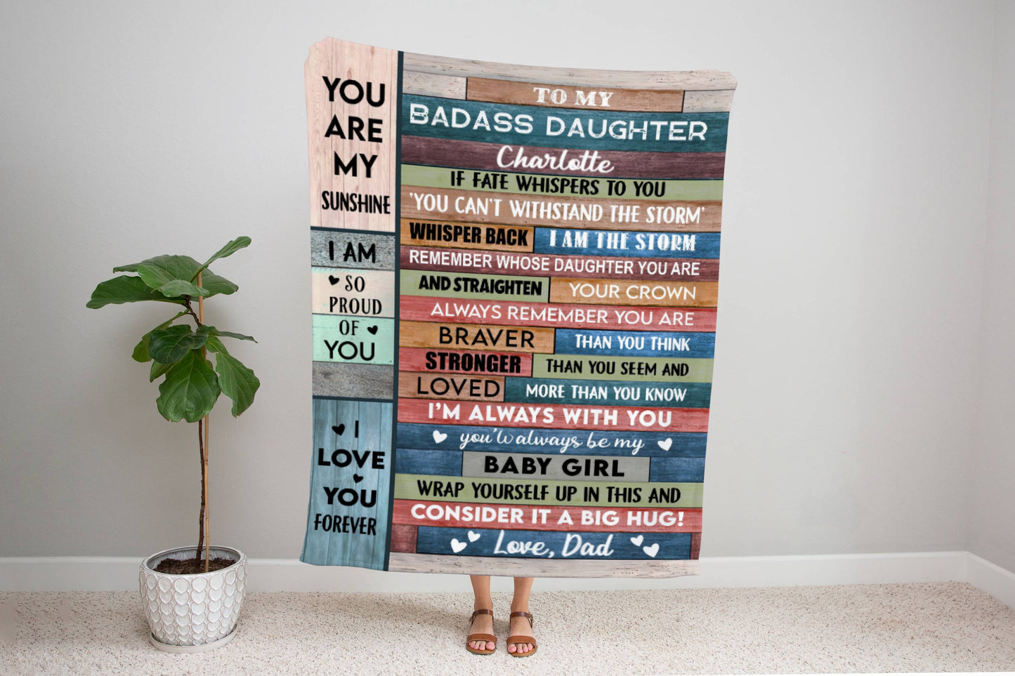 Personalized Daughter Blanket, Custom Daughter Blanket – Gift from Mom or Dad, Badass Daughter Gift