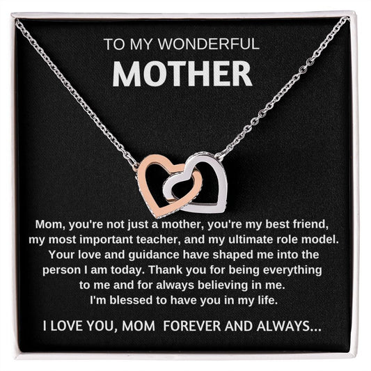 Daughter To Mom Interlocking Hearts Necklace