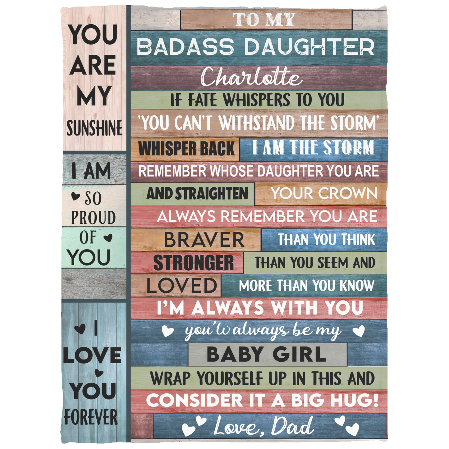 Personalized Daughter Blanket, Custom Daughter Blanket – Gift from Mom or Dad, Badass Daughter Gift