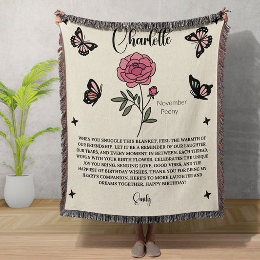 Birth Flower Blanket | Birth Month Blanket | Unique Gift For Her | Birth Month Flower | Personalized Gifts For Her | Flower Blanket