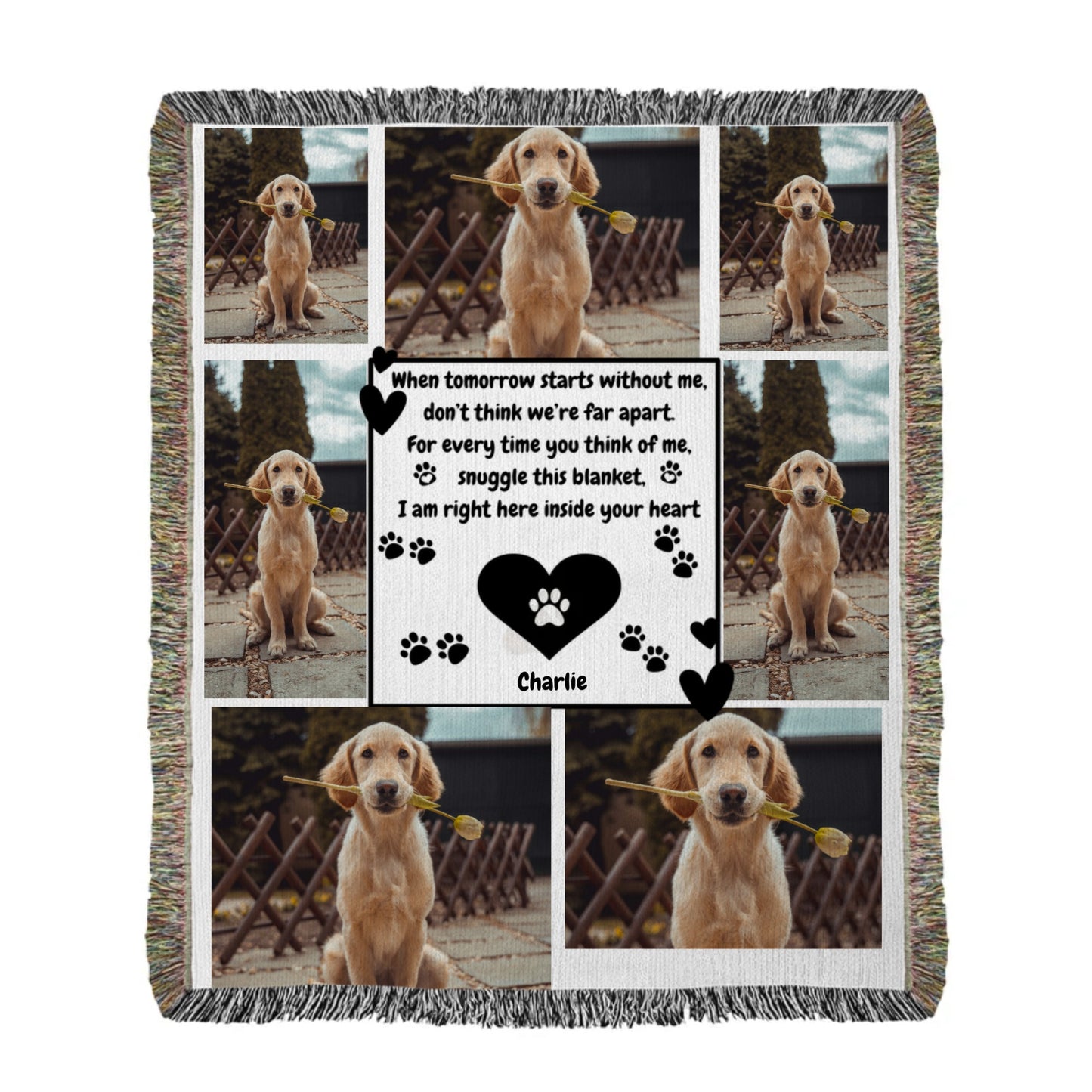 Custom Dog Photo Blanket, Pet Memorial Gift, Heirloom Woven Blanket